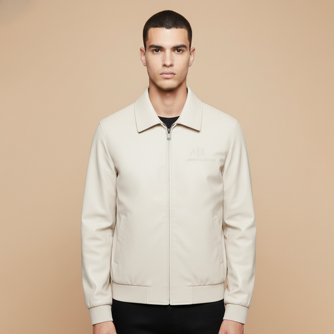 Armani Exchange Cream Authentic Leather Jacket-0