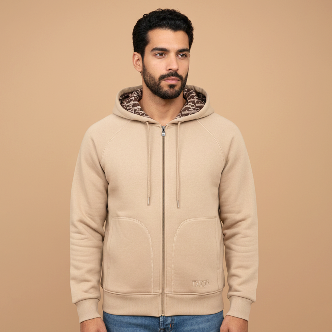 Dior Cream Oblique Premium Quality Zipper-0