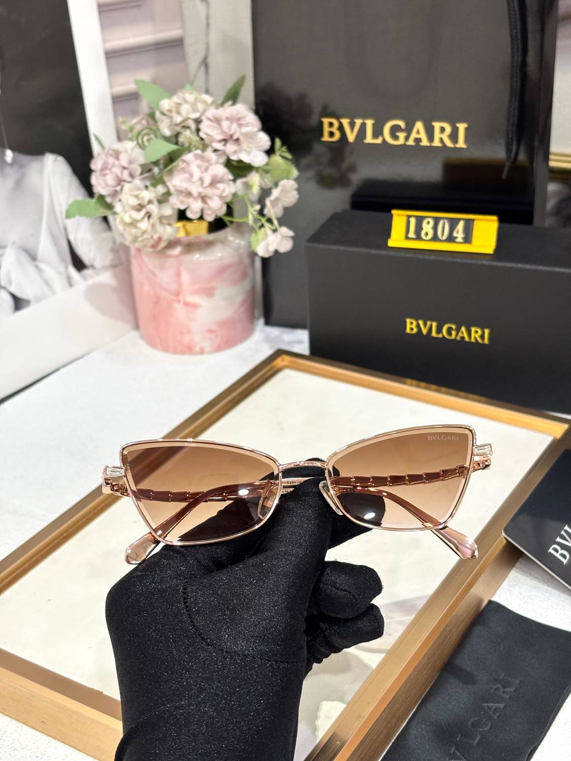 Bvlgari Rose Gold Premium Women's Sunglasses-4