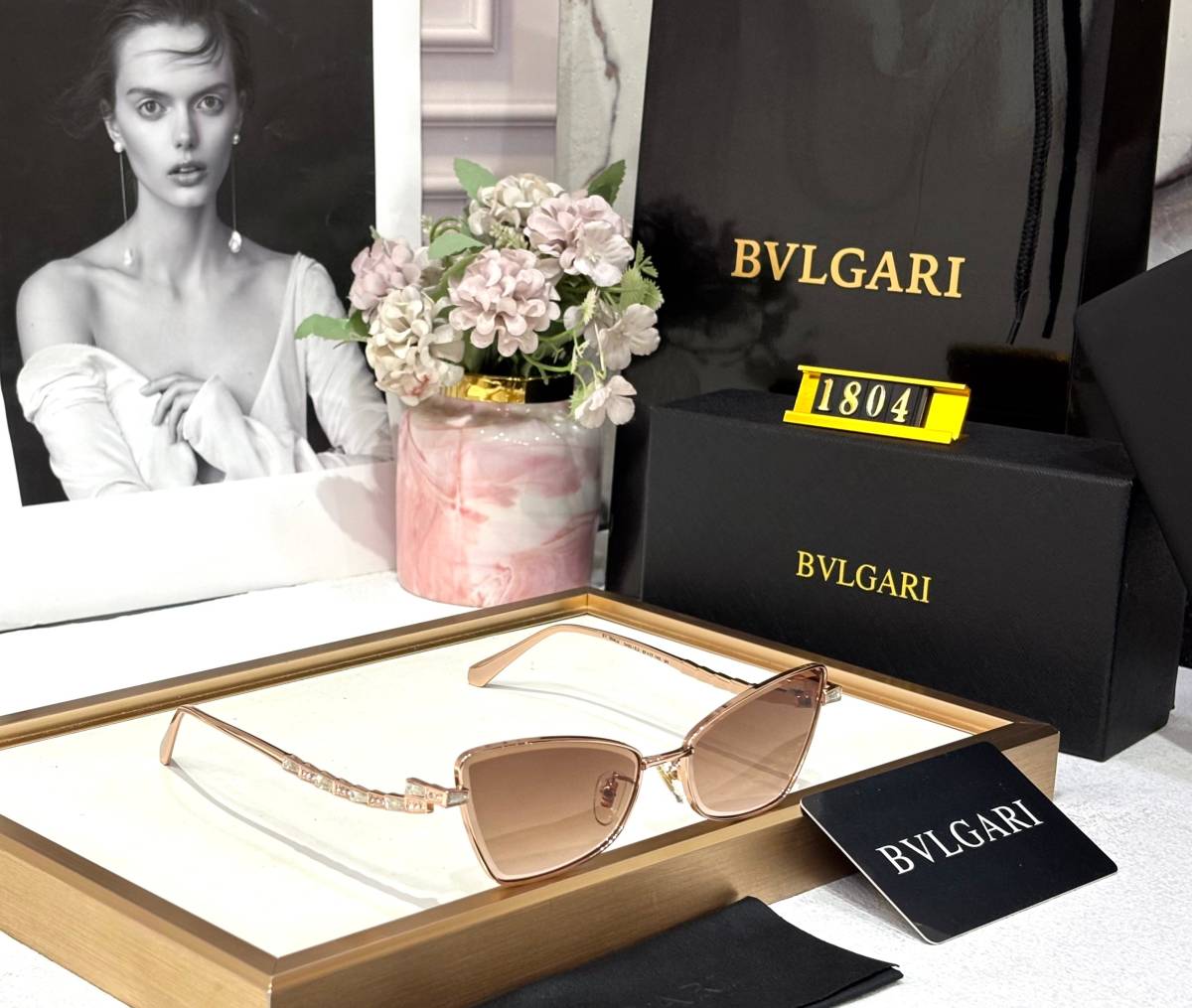 Bvlgari Rose Gold Premium Women's Sunglasses-1