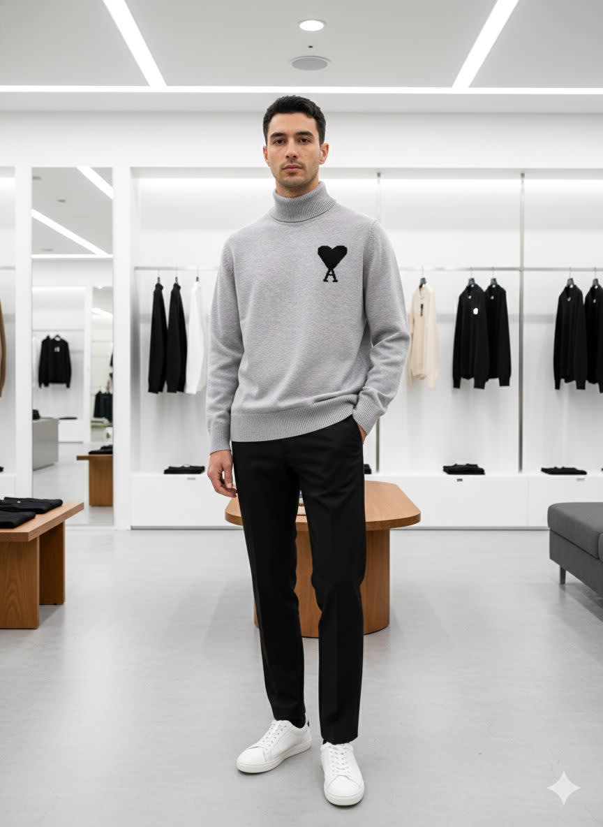 Ami Paris Grey Premium Quality Luxury Sweatshirt-0