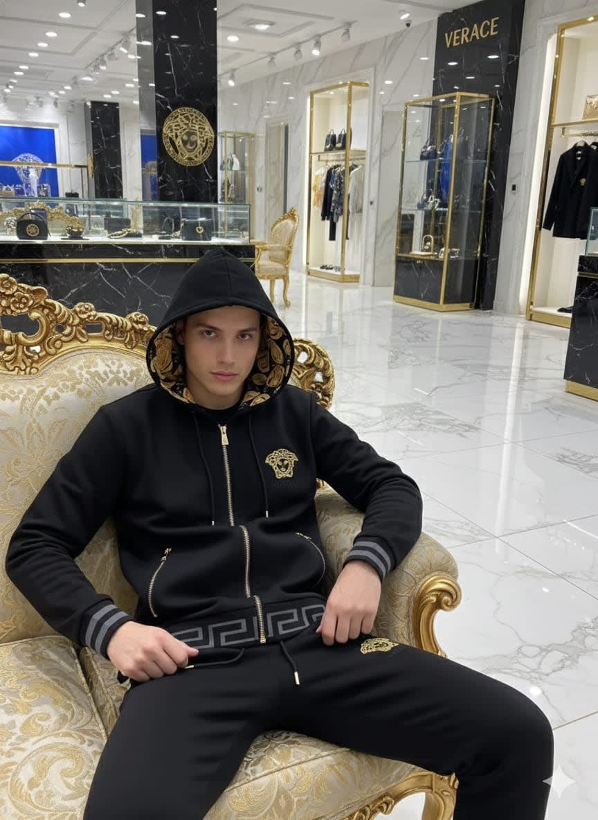 Versace Black Premium Quality high End Authentic Track Suit-2