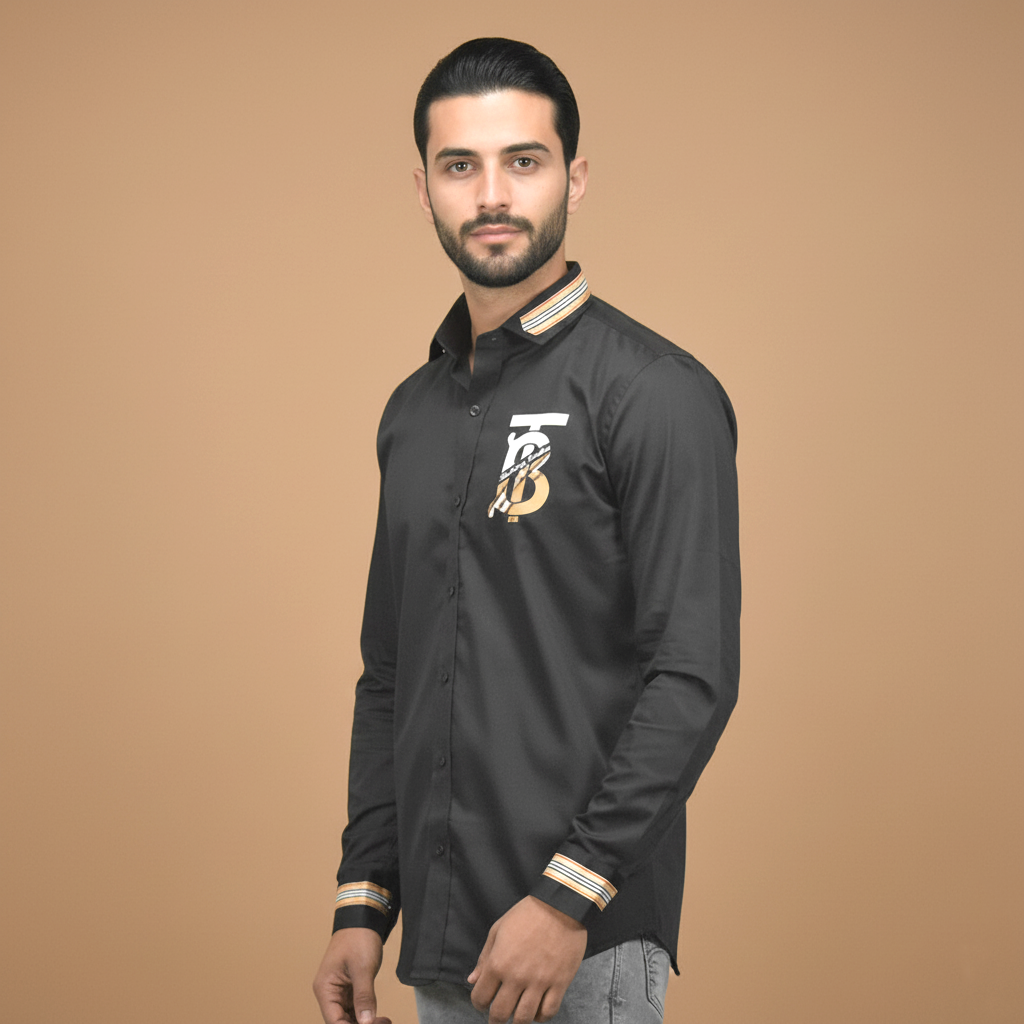 Burberry TB Print Black Premium Cotton Shirt-3