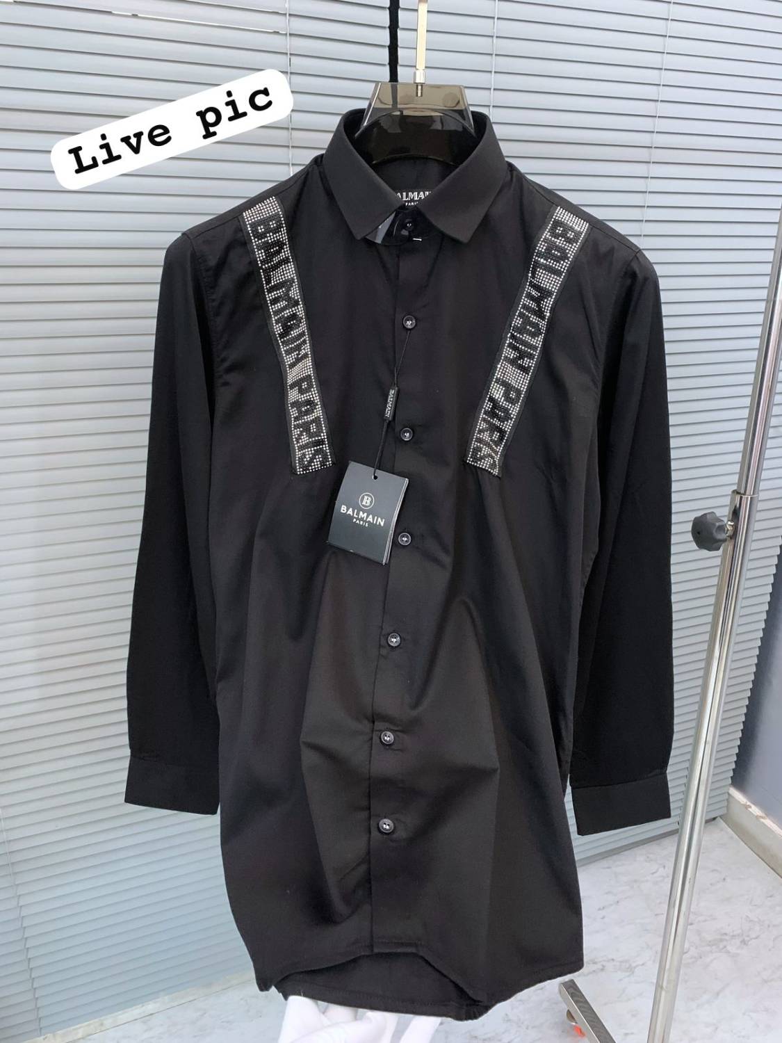 Balmain Embroidered Black Premium Cotton Shirt-2