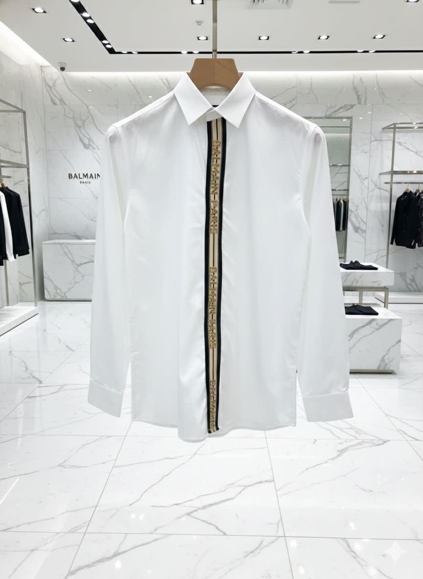 Balmain Embroidered White Premium Cotton Shirt-4