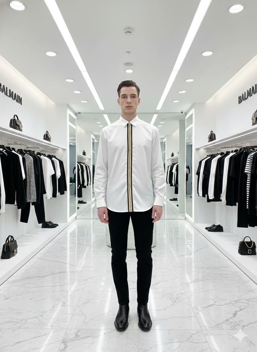 Balmain Embroidered White Premium Cotton Shirt-0