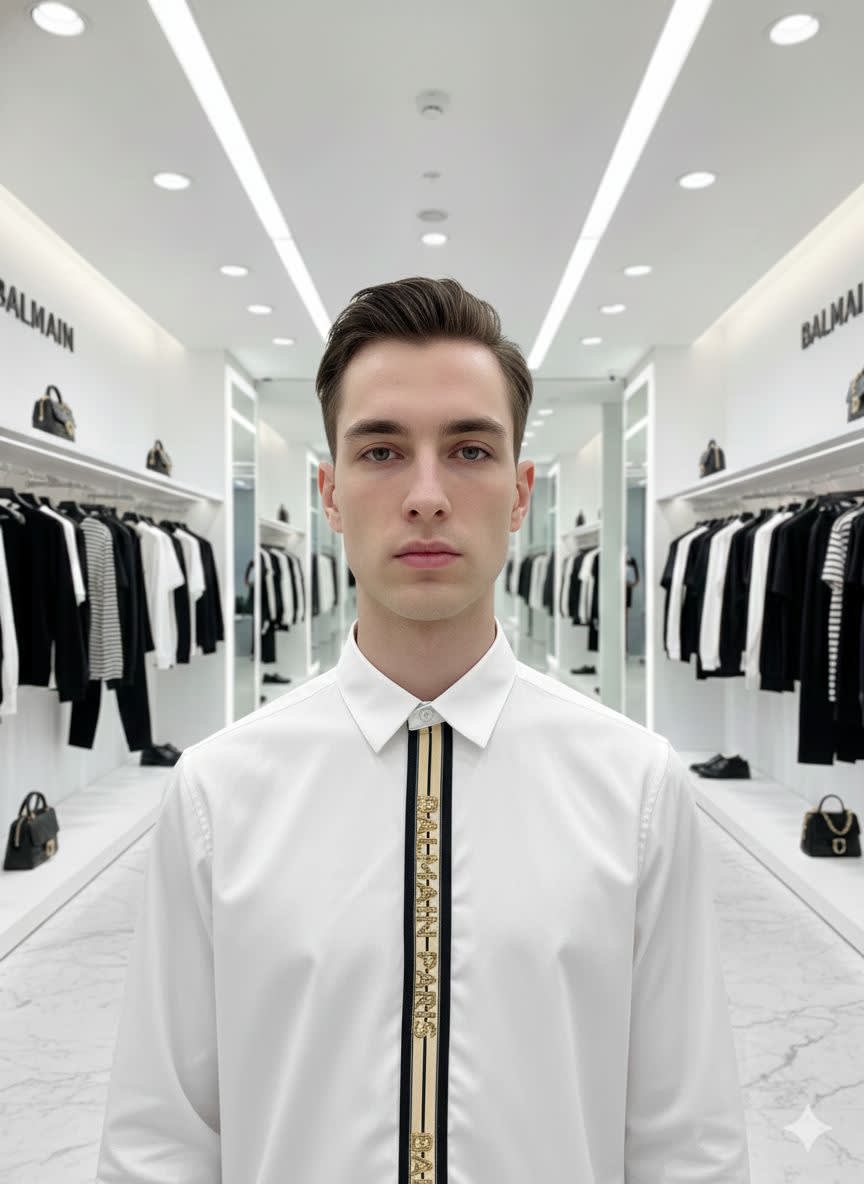 Balmain Embroidered White Premium Cotton Shirt-2