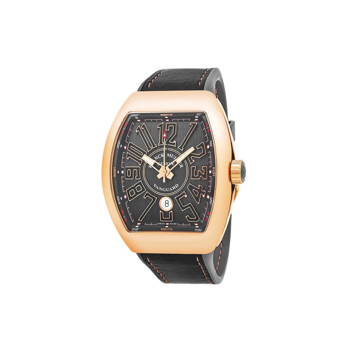 Franck Muller Vanguard Mens 18K Rose-Gold Case Rubber Strap Swiss Watch V 45 SC DT 5N TT-0