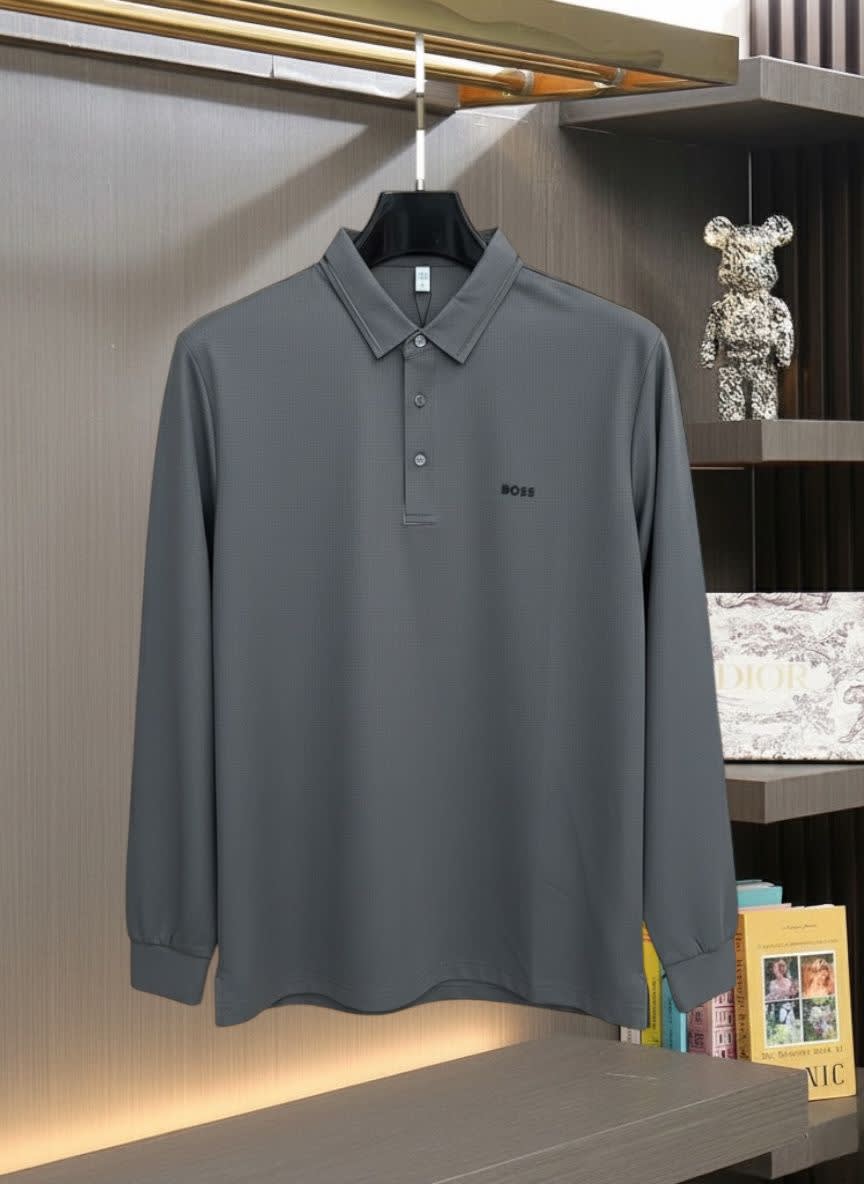 Hugo Boss Grey Full Sleeves Premium Quality Tees-0