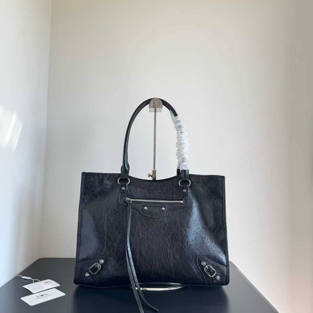Balenciaga Logo Black Premium Le City Tote Bag-0