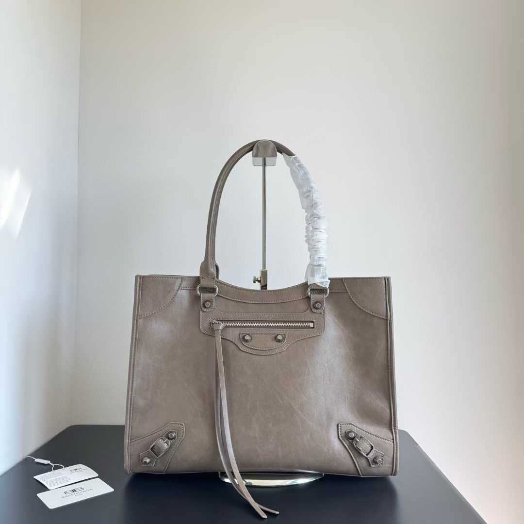 Balenciaga Logo Beige Premium Le City Tote Bag-0