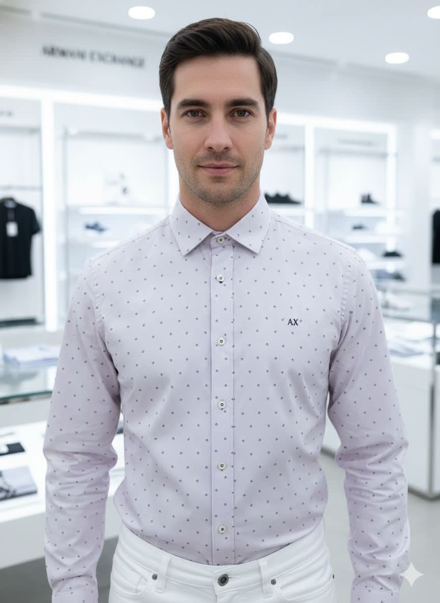 Armani Exchange Sky Blue Premium Qualiy Cotton Shirt-0