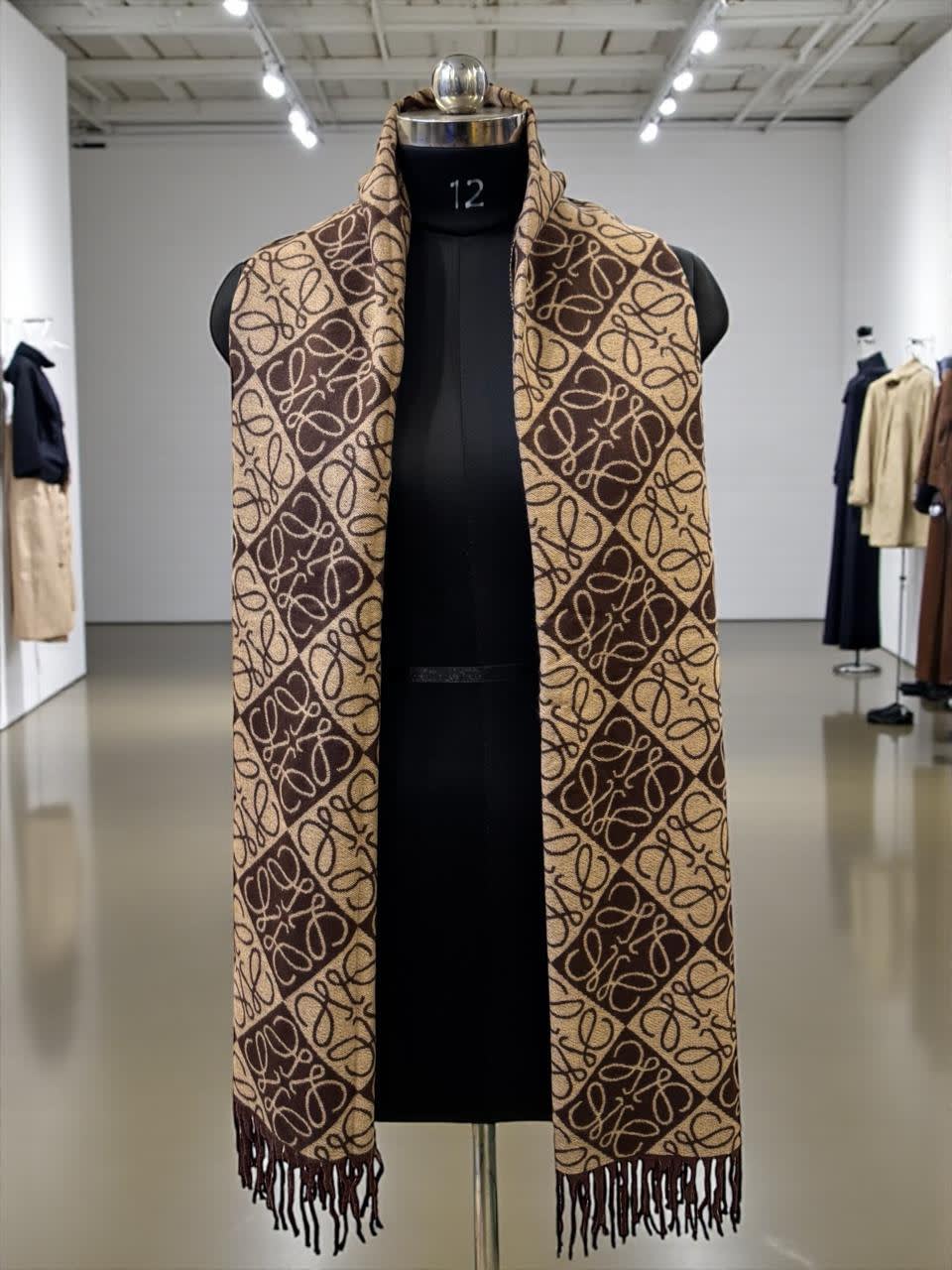 Loewe Anagram Brown Woollen Stole-1