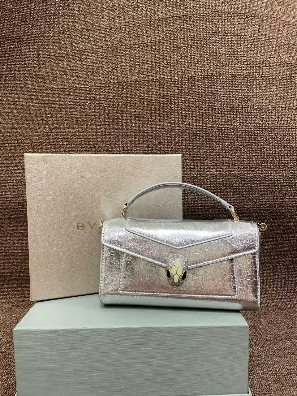 Bvlgari Serpenti Forever Top Silver Shoulder Bag-0