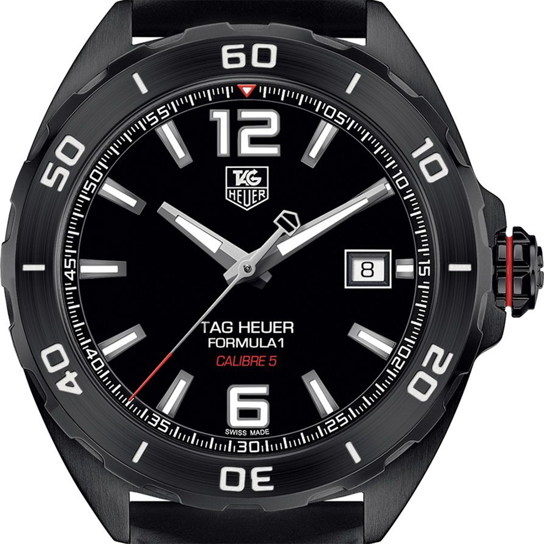 TAG Heuer Formula 1 Calibre 5, Black Dial, Black Rubber Strap Watch WAZ2113.FT8023-1