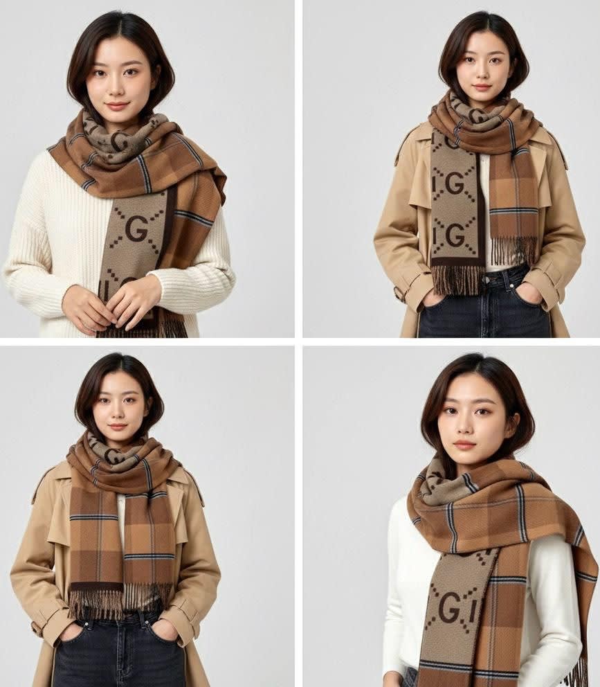Gucci GG Monogram Warm Brown Woolen Stole-1