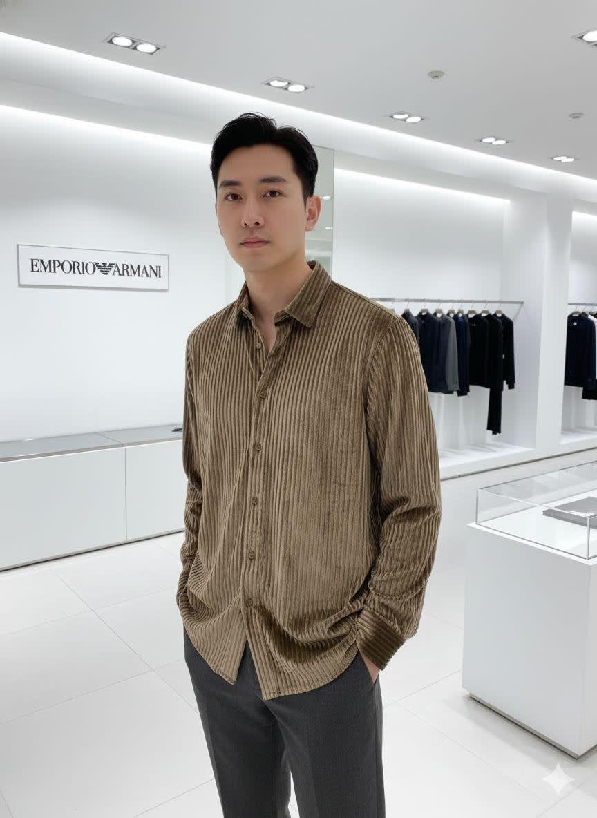 Emporio Armani Beige Premium Quality Velvet Shirt-0