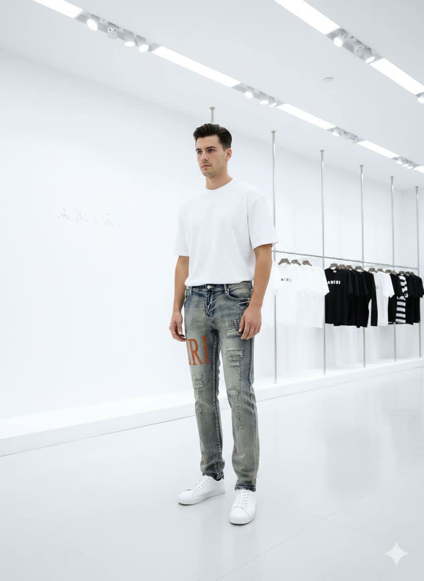 Amiri Premium Light Blue Quality Denim Jeans --0