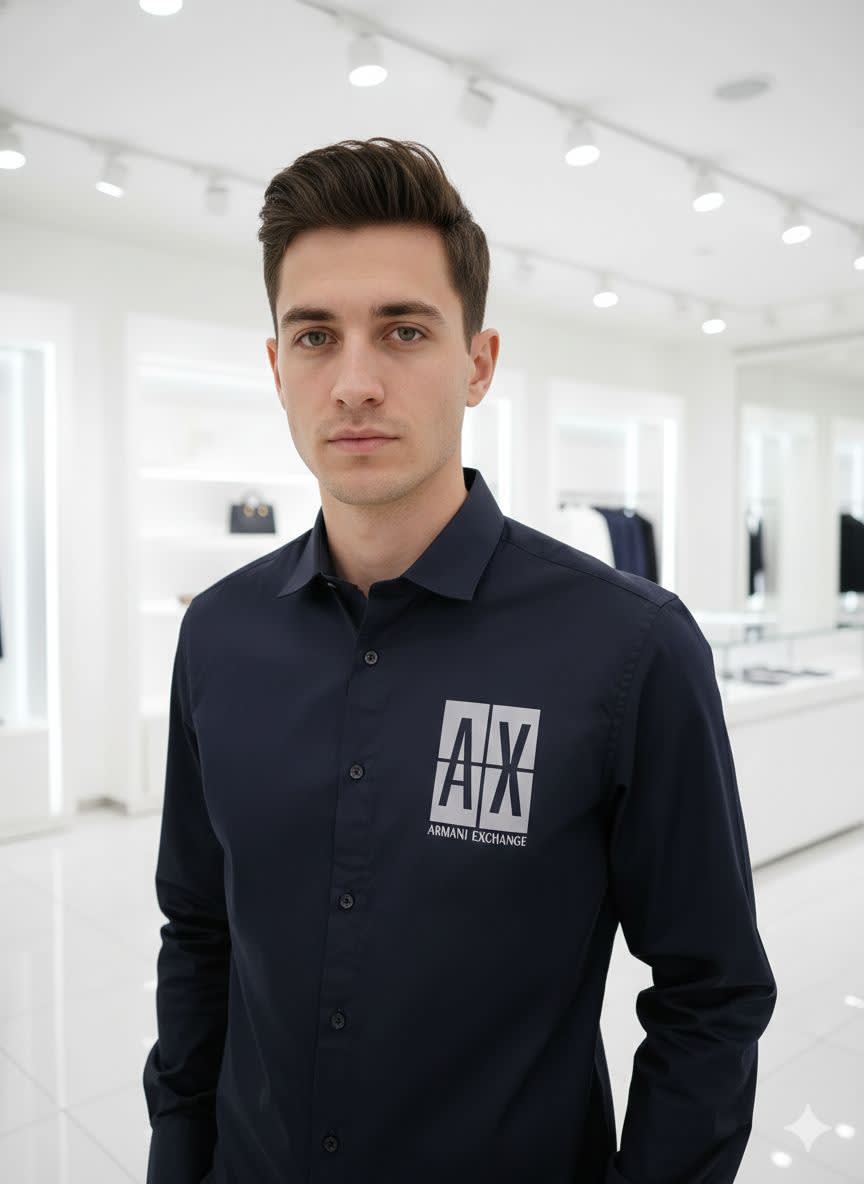 Armani Exchange Blue Premium Qualiy Cotton Shirt-2