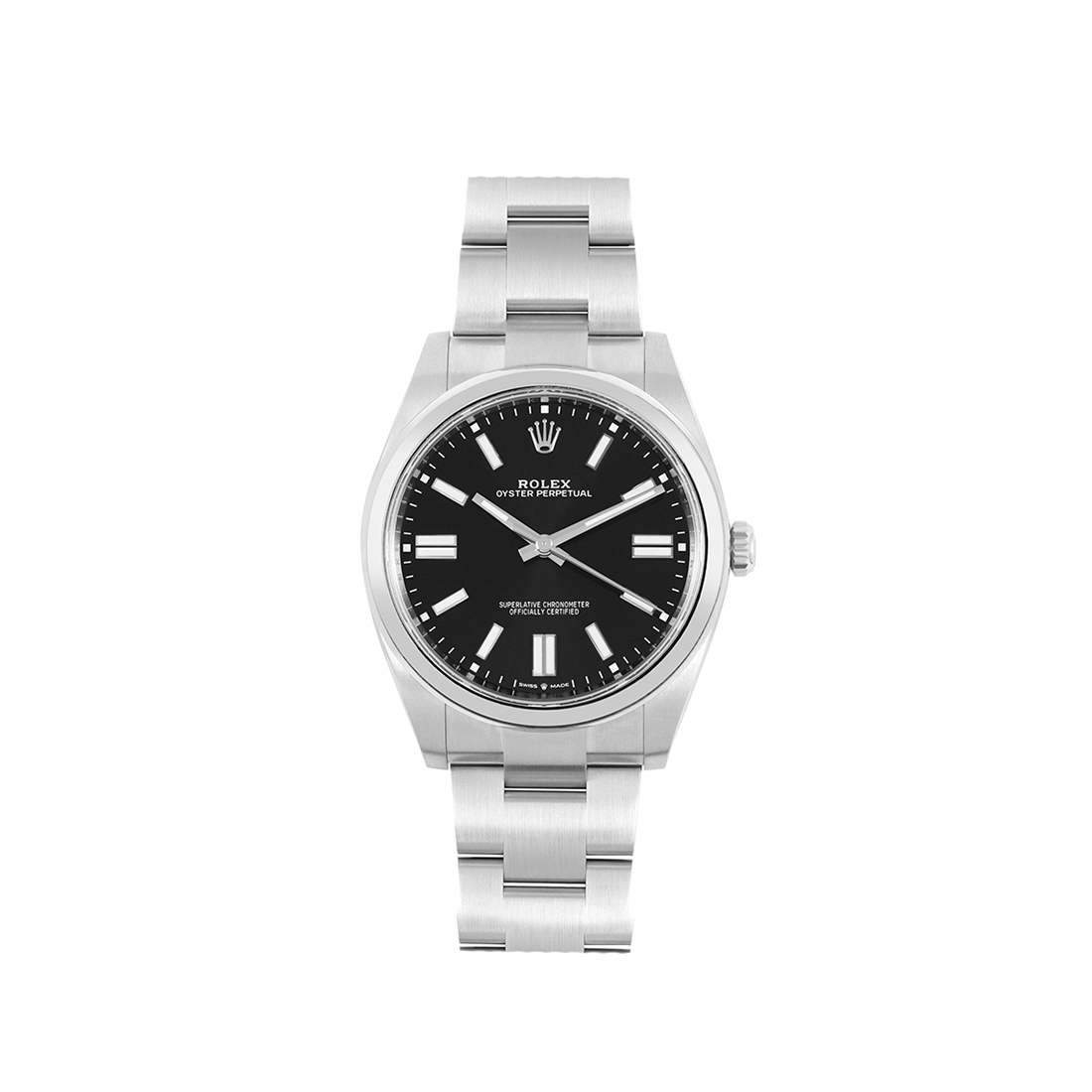 Rolex Oyster Perpetual Bright Black Dial Stainless Steel Strap Watch 124300-0