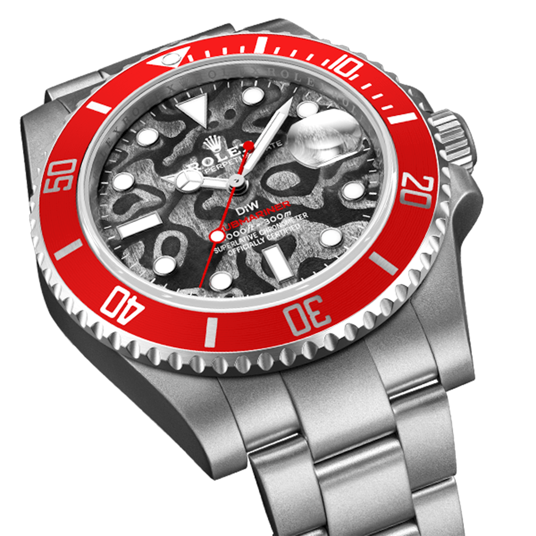 Rolex DIW Submariner Red Pluto Limited Edition Textured Dial Self-Winding Watch 126610-2