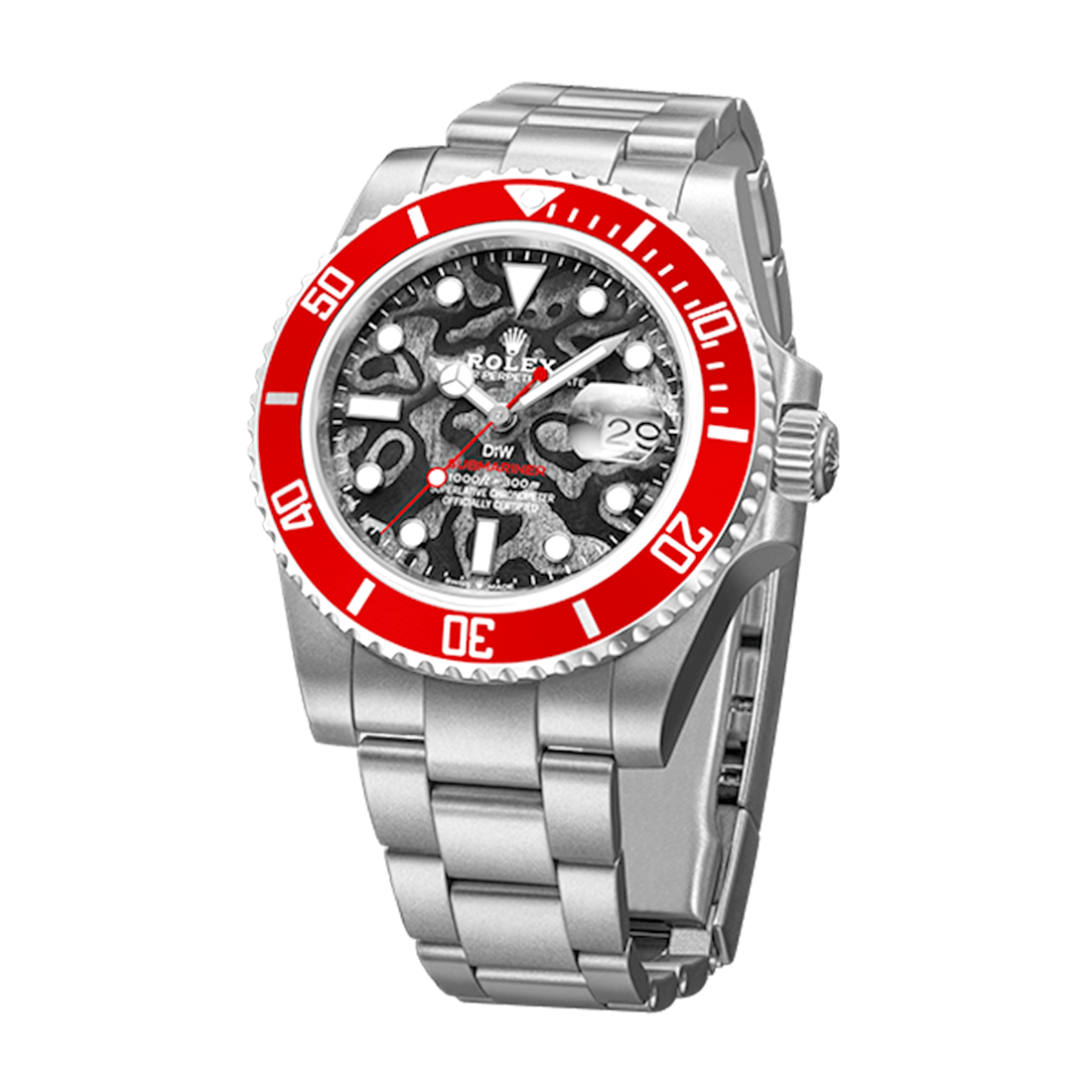 Rolex DIW Submariner Red Pluto Limited Edition Textured Dial Self-Winding Watch 126610-1