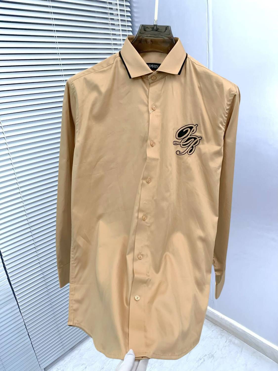 Balmain Embroidered Brown Premium Cotton Shirt-2