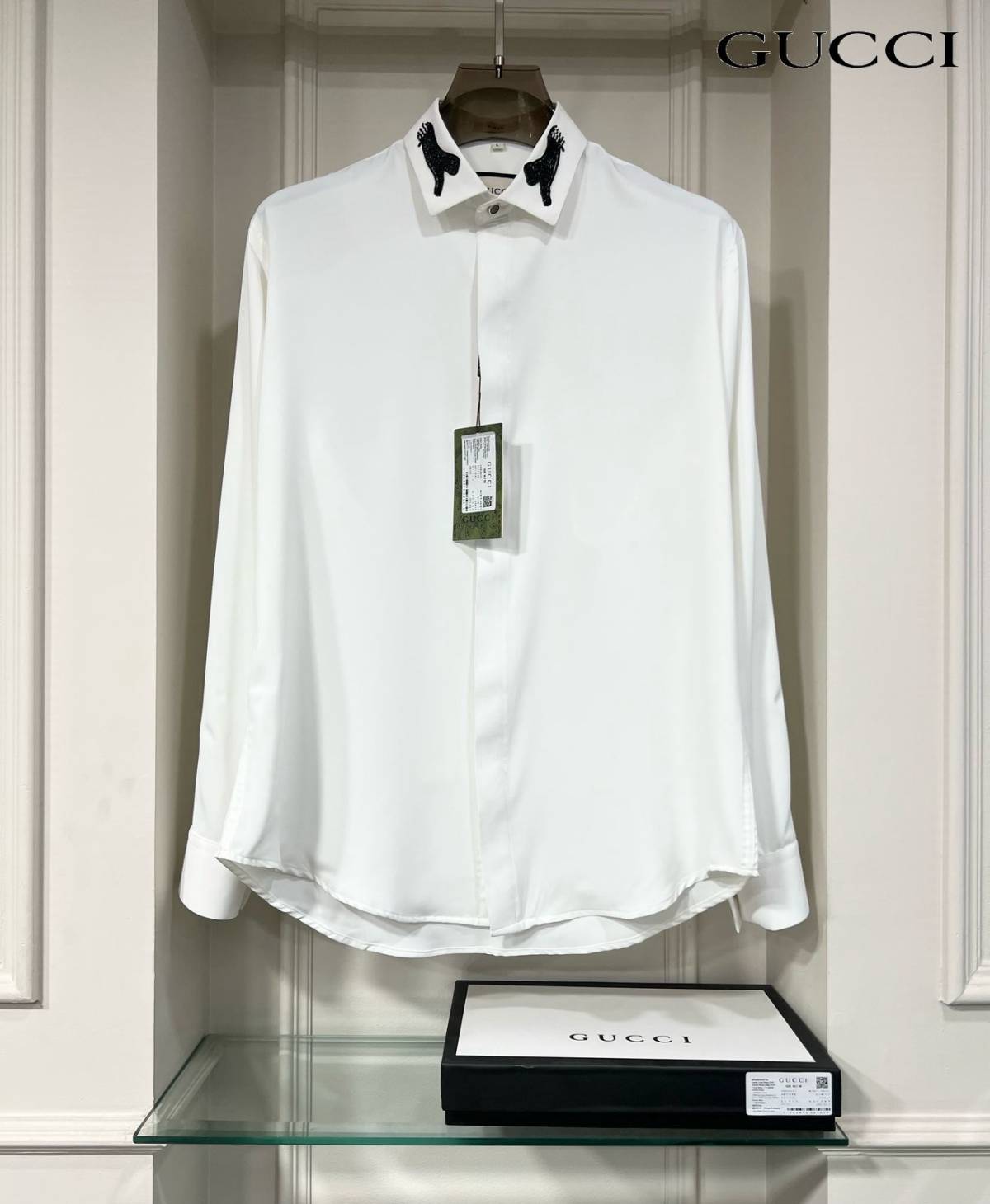 Gucci GG Embroidery White Stretch Cotton Shirt-0