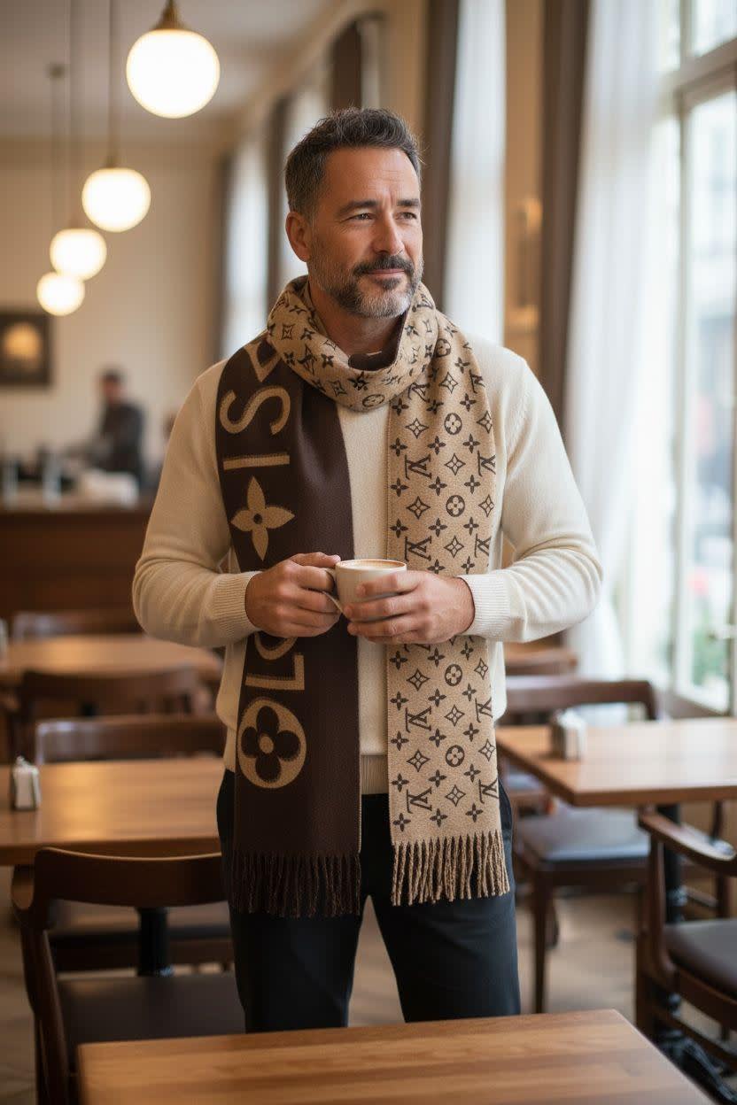 Louis Vuitton Dark Brown Cashmere Reversible Stole-0