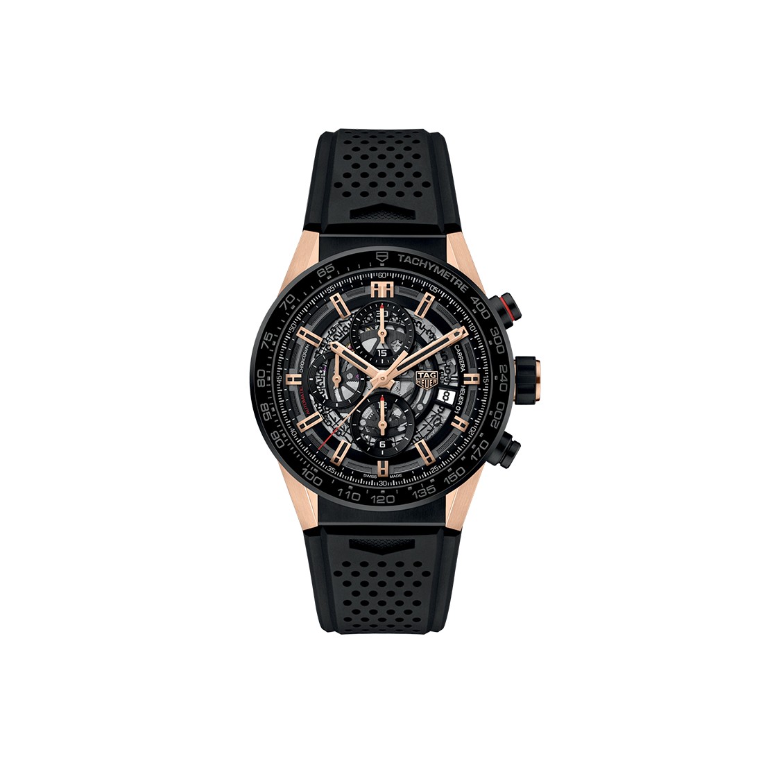 TAG Heuer Carrera Calibre Heuer 01 Rose Gold & Black Dial Watch CAR205A.FT6087-0