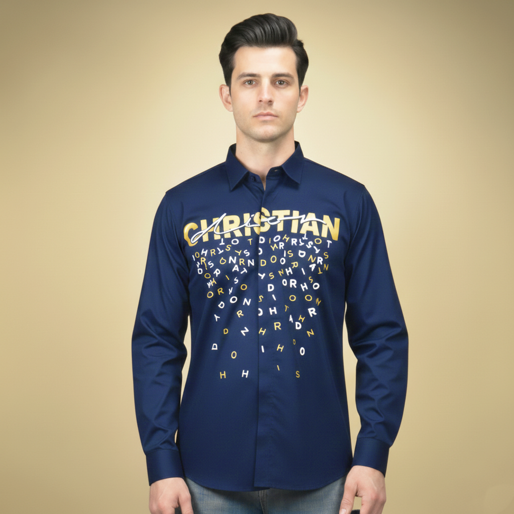 Dior Blue Premium Quality Cotton Shirt-1