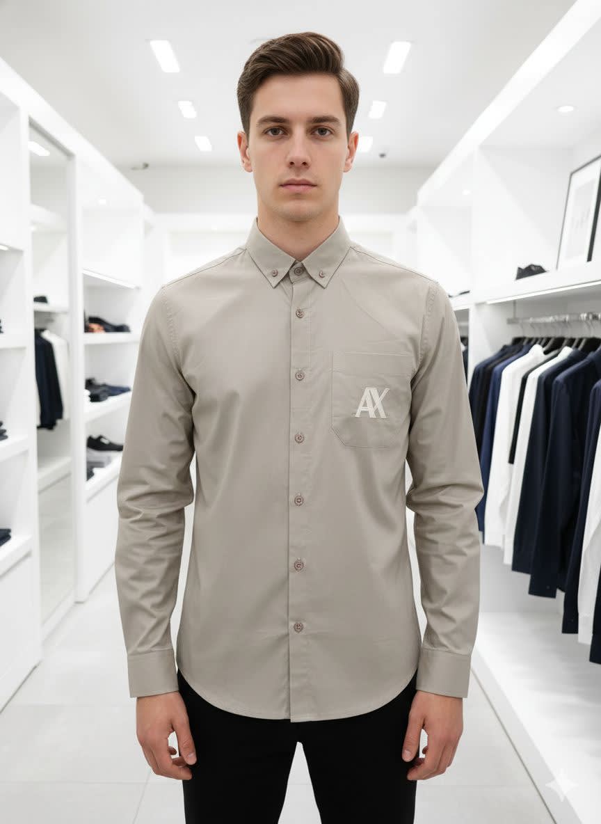 Armani Exchange Grey Premium Qualiy Cotton Shirt-0