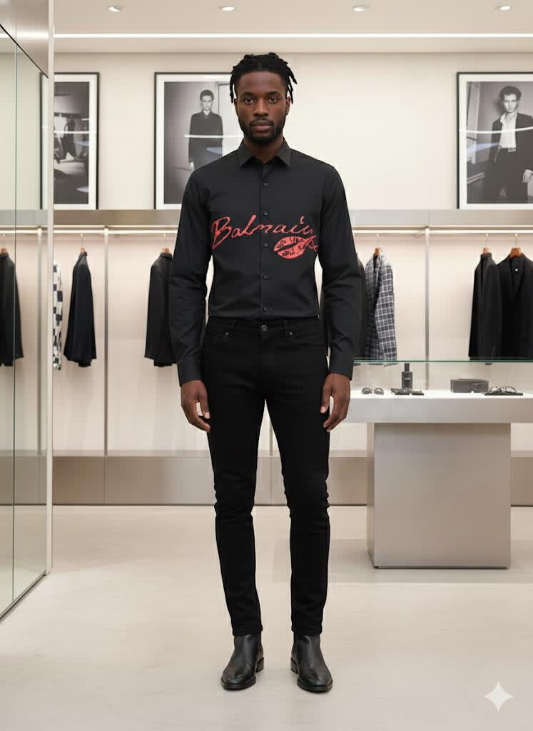 Balmain Embroidered Black Premium Cotton Shirt-0