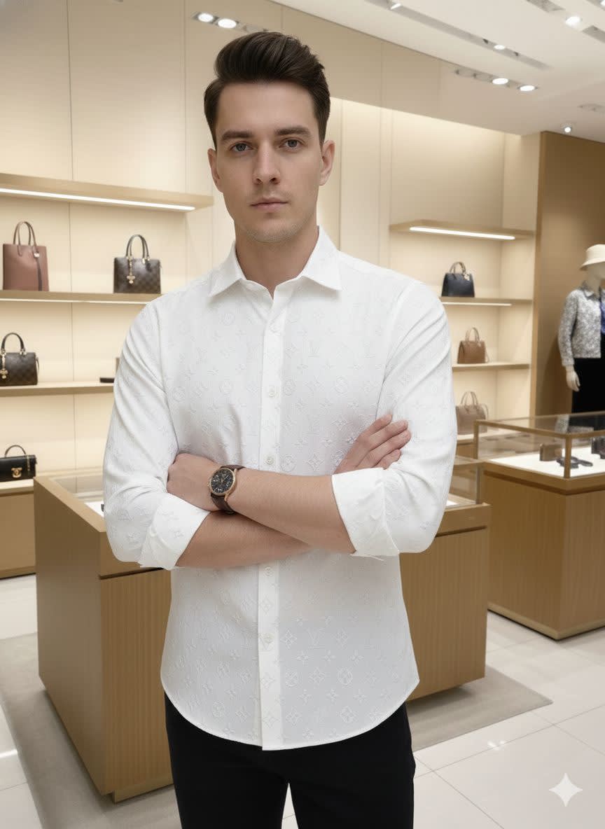 Louis Vuitton Monogram White Premium Cotton Shirt-0