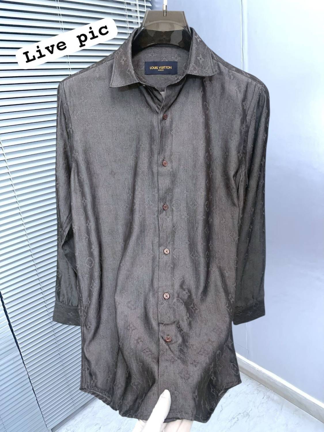 Louis Vuitton Monogram Grey Premium Cotton Shirt-2