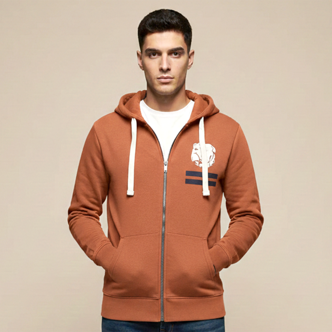 Superdry Brown Premium Quality Bulldog Patch Hoodie-0