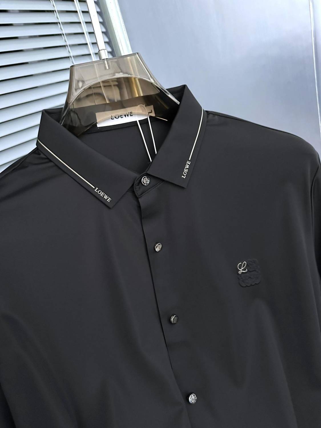 Loewe Embroidered Black Premium Cotton Shirt-3