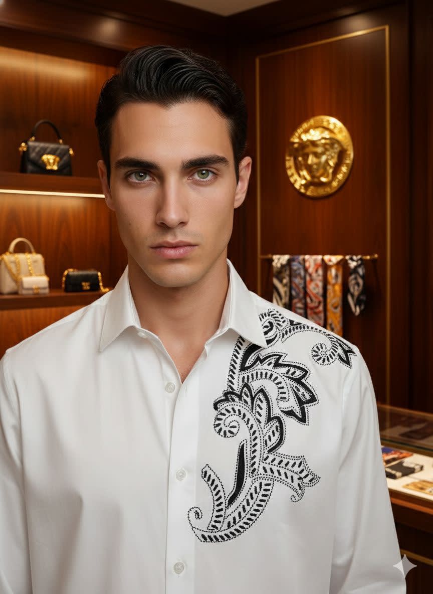 Versace White Premium Quality Cotton Shirt-2