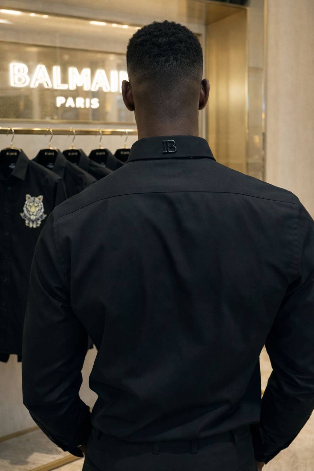 Balmain Embroidered Black Premium Cotton Shirt-1