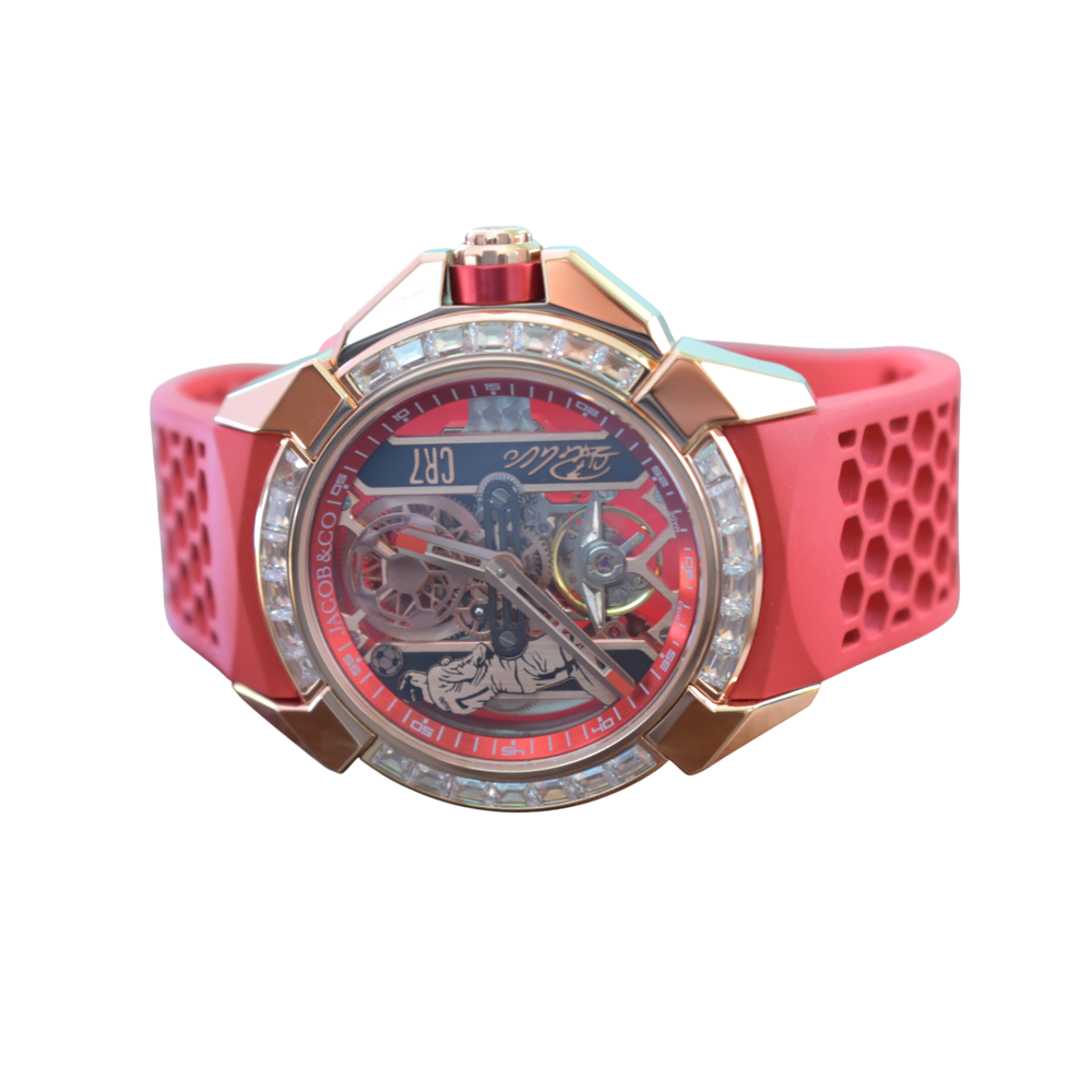 Jacob & Co. Epic X CR7 "Heart of CR7" Edition Skeletonized Dial Rubber Strap Watch EX120.43.AE.AA.A-1