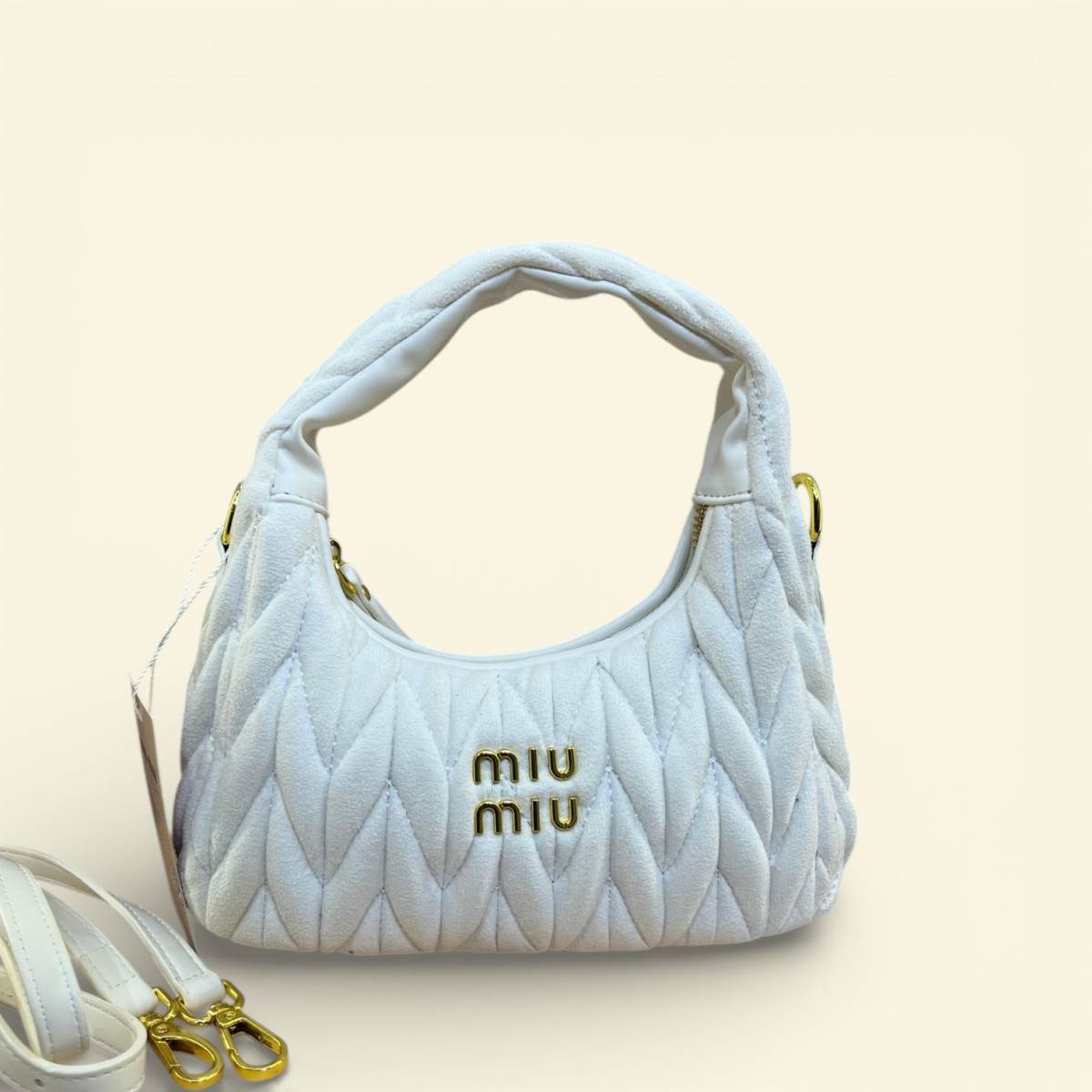 Miu Miu Wander Matlasse White Hobo Bag-0