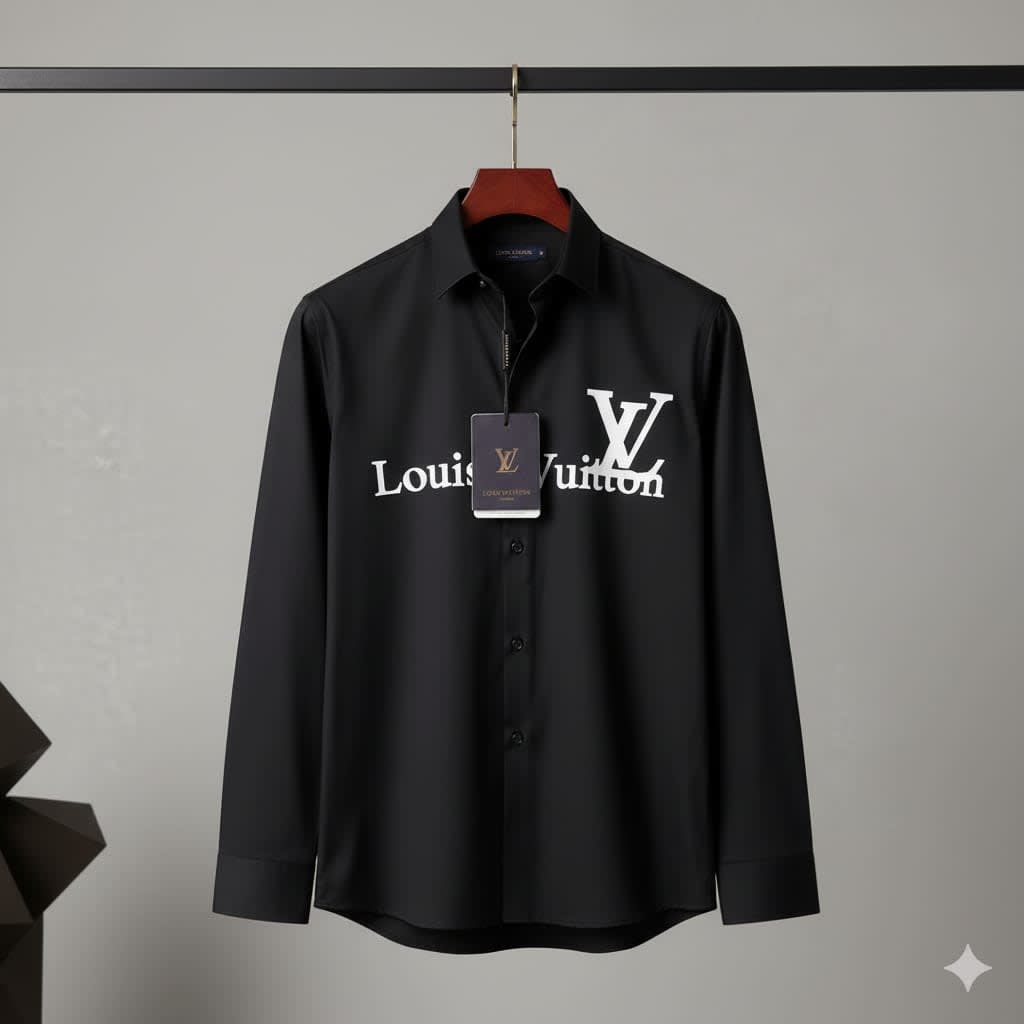Louis Vuitton Monogram Black Premium Cotton Shirt-0