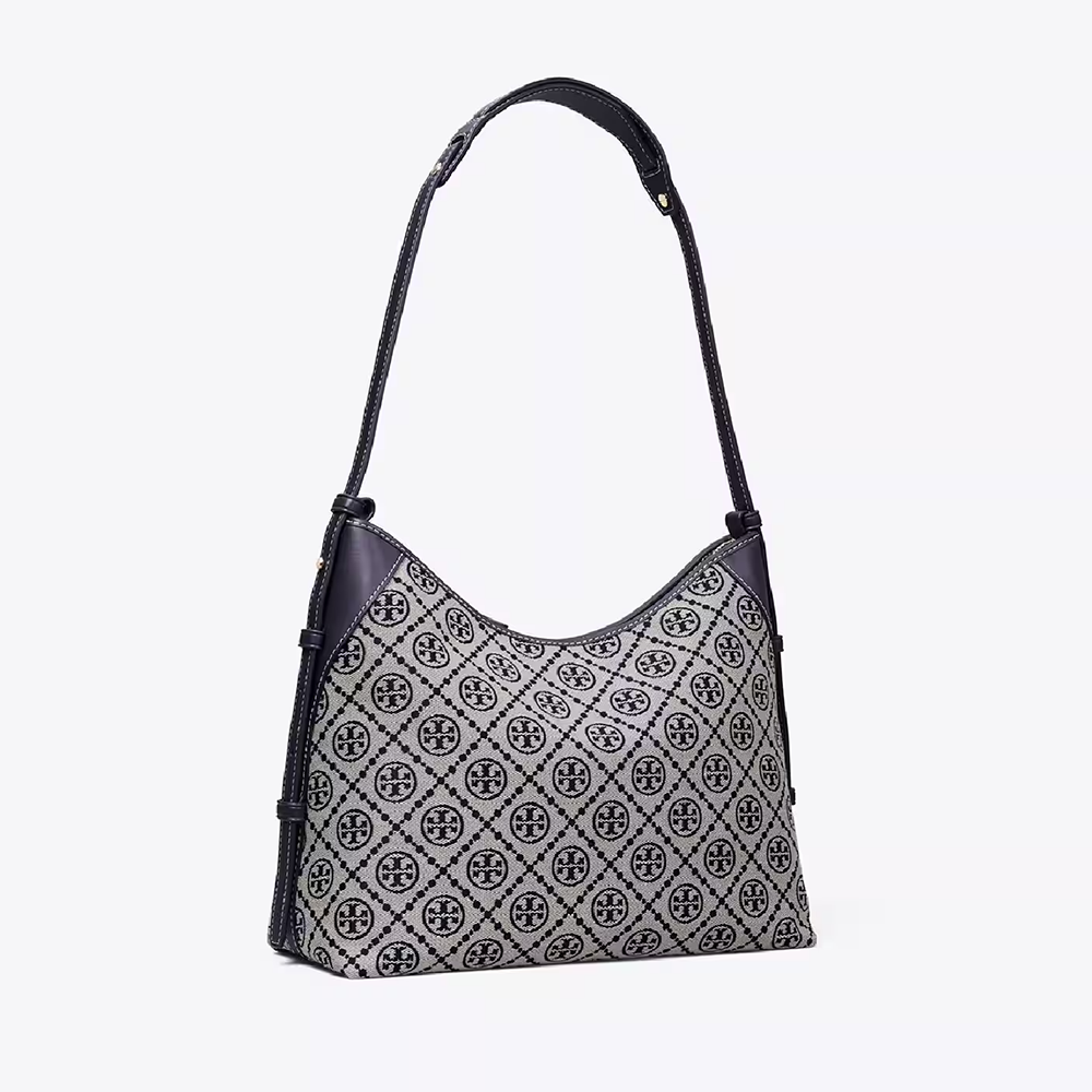 Tory Burch Monogram Black Contrast Embossed Tote Bag-1