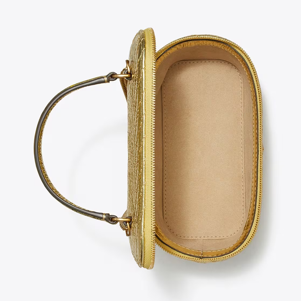 Tory Burch Golden Kira Metallic Moto Quilt Vanity Bag-2