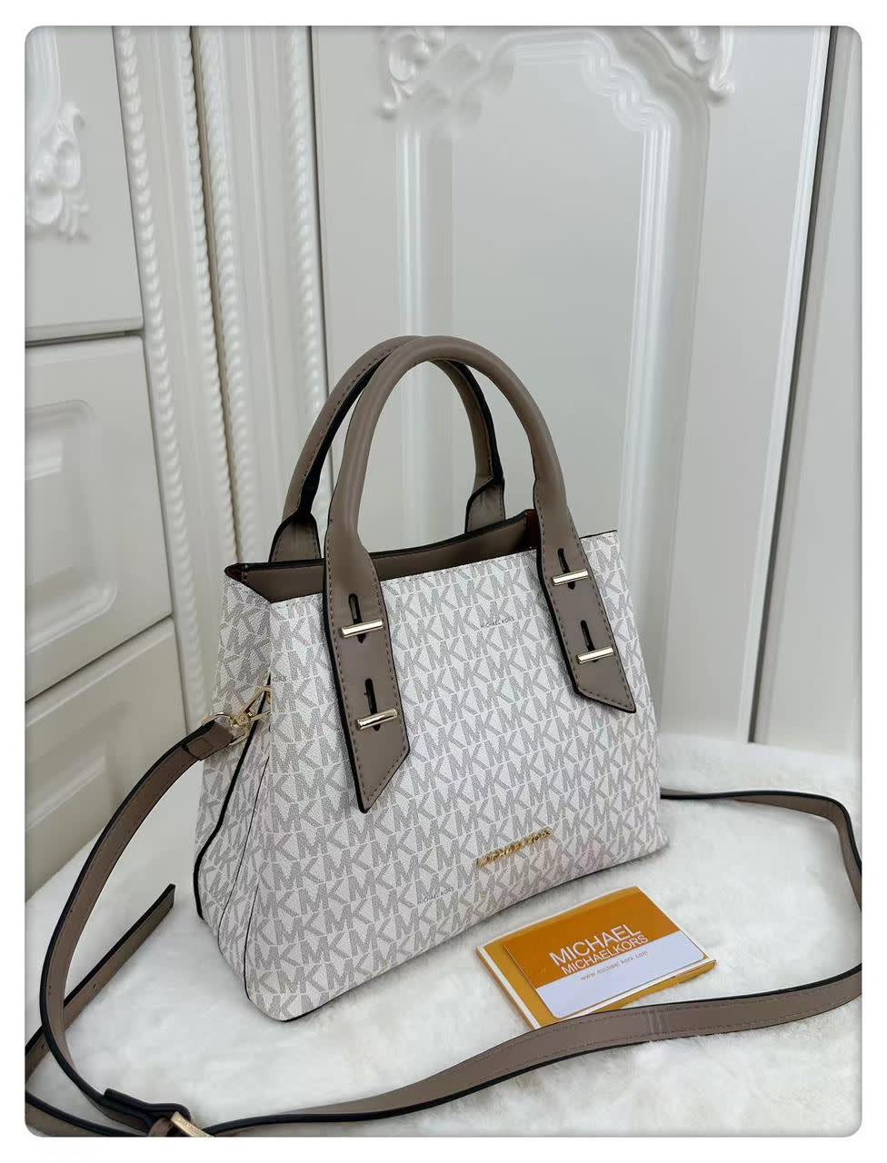 Michael Kors Signature Boston Grey Leather Bag-0