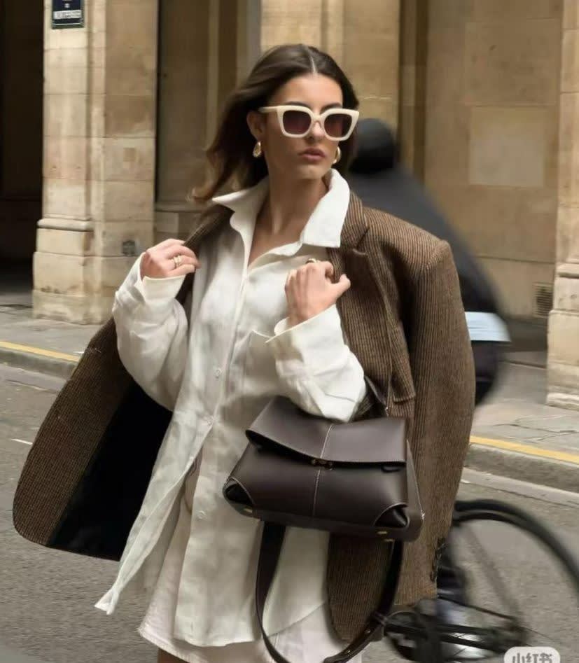 Polène Mokki Textured Dark Brown suede Handle Bag-0