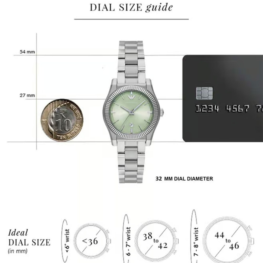 Women Quartz Green Dial Analog Stainless Steel Watch AR11656-2