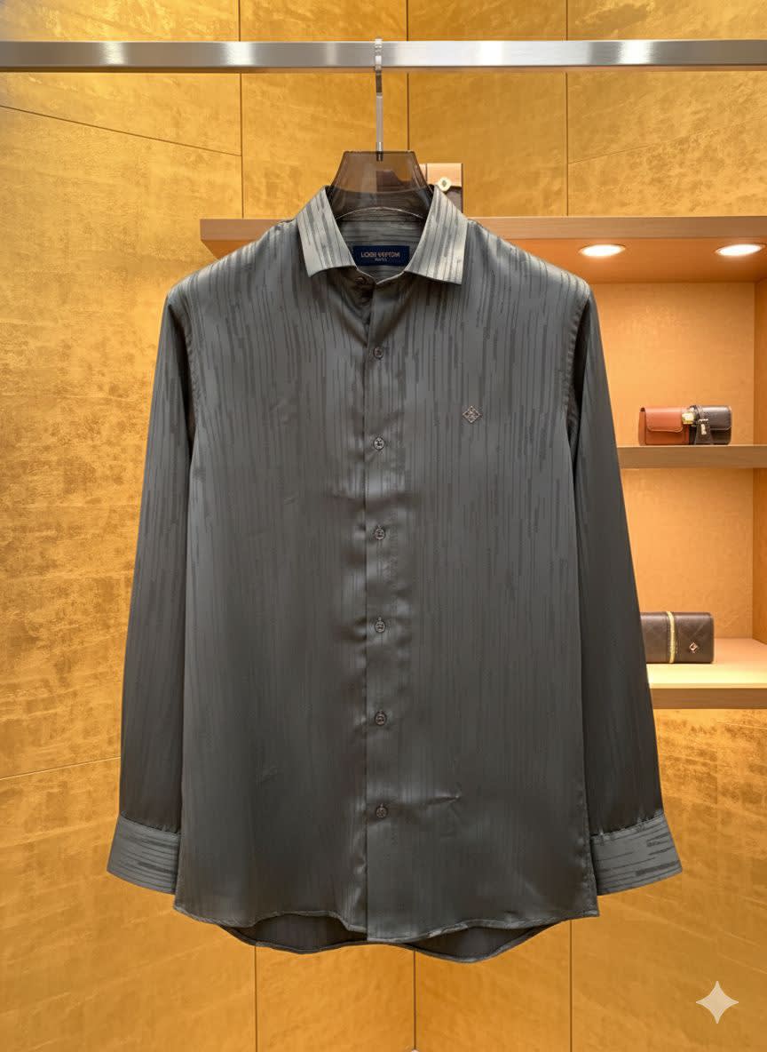Louis Vuitton Monogram Grey Premium Cotton Shirt-0