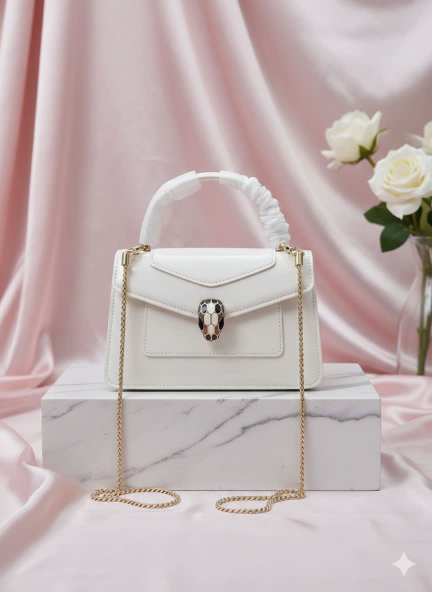 Bvlgari Serpenti Forever Top White Shoulder Bag-0