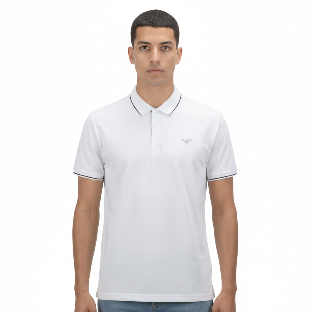 Giorgio Armani Embroidered logo White Polo T-shirt-1